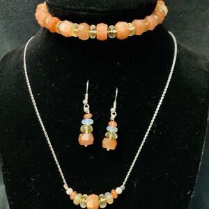 Sunstone, citrine and opal SS summer set
